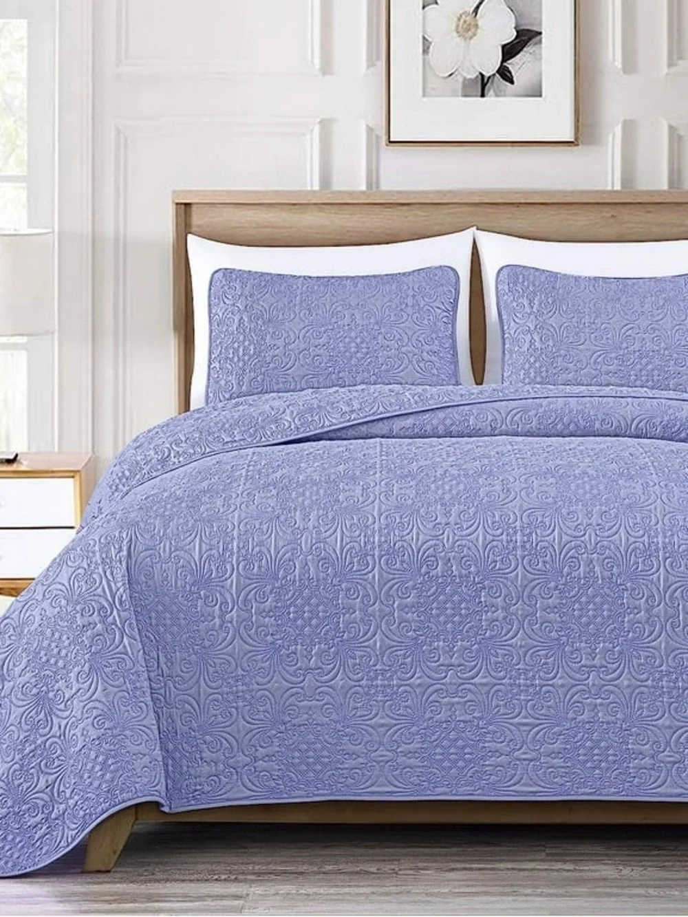 Lavender Quilted king 3 piece Bedspread Set